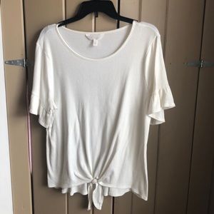Lauren Conrad Cream front tie blouse